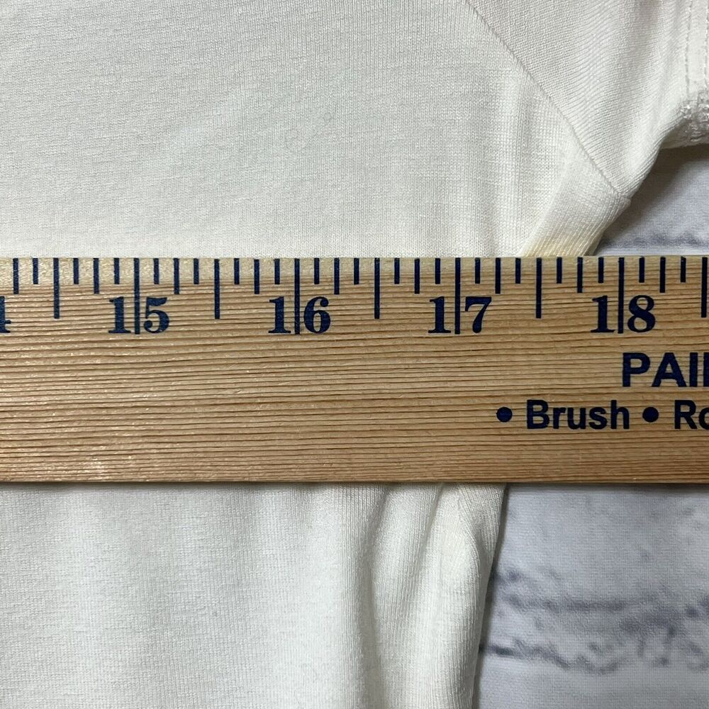 Josephine Chaus Short Sleeve Top Preppy Cream Cottagecore Ivory Size M Boho - Picture 11 of 12